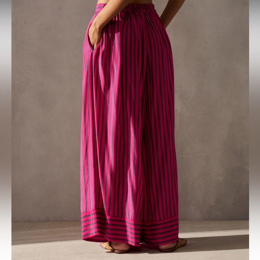 Nicobar Striped Pink Wide Leg Pants - Picture 2 of 6